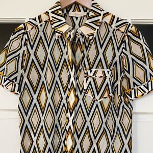 Tory Burch graphic printed short sleeve camp shirt size 4